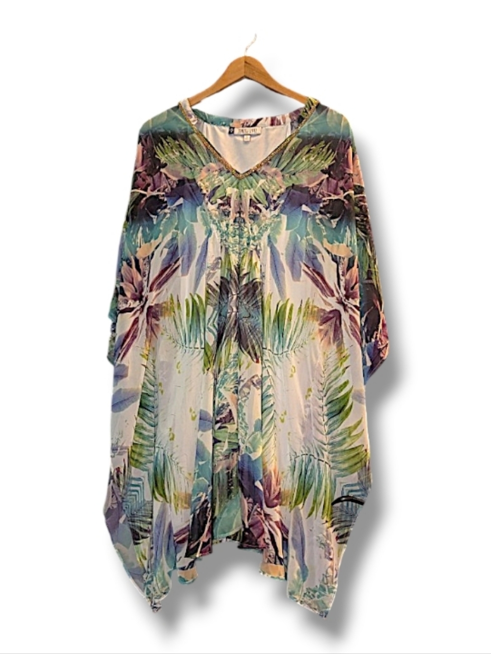 Jennifer Lopez Tropical Floral Dress / Kaftan Beach Cover-Up XL